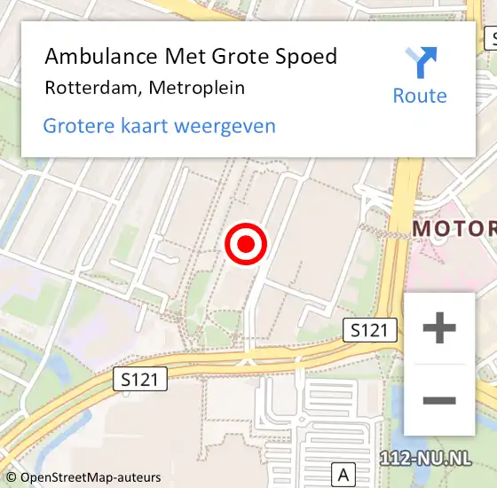 Locatie op kaart van de 112 melding: Ambulance Met Grote Spoed Naar Rotterdam, Metroplein op 6 februari 2020 16:24