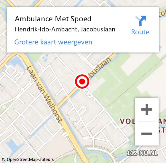 Locatie op kaart van de 112 melding: Ambulance Met Spoed Naar Hendrik-Ido-Ambacht, Jacobuslaan op 6 februari 2020 16:24