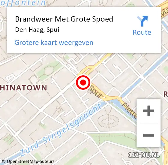 Locatie op kaart van de 112 melding: Brandweer Met Grote Spoed Naar Den Haag, Spui op 6 februari 2020 19:24