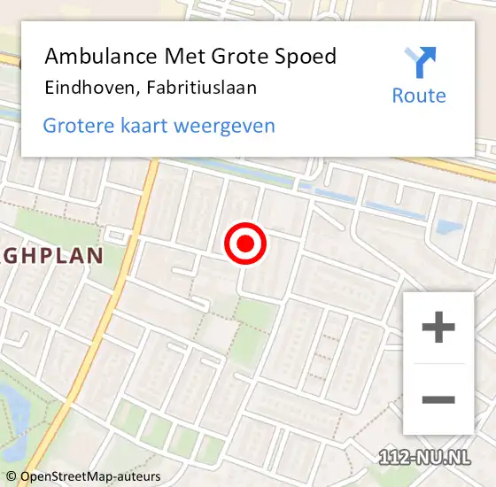 Locatie op kaart van de 112 melding: Ambulance Met Grote Spoed Naar Eindhoven, Fabritiuslaan op 6 februari 2020 19:50