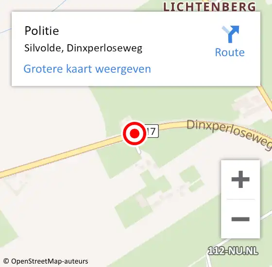 Locatie op kaart van de 112 melding: Politie Silvolde, Dinxperloseweg op 6 februari 2020 20:06