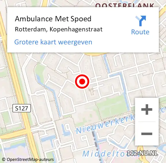 Locatie op kaart van de 112 melding: Ambulance Met Spoed Naar Rotterdam, Kopenhagenstraat op 7 februari 2020 05:28