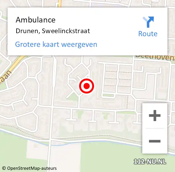 Locatie op kaart van de 112 melding: Ambulance Drunen, Sweelinckstraat op 7 februari 2020 08:23
