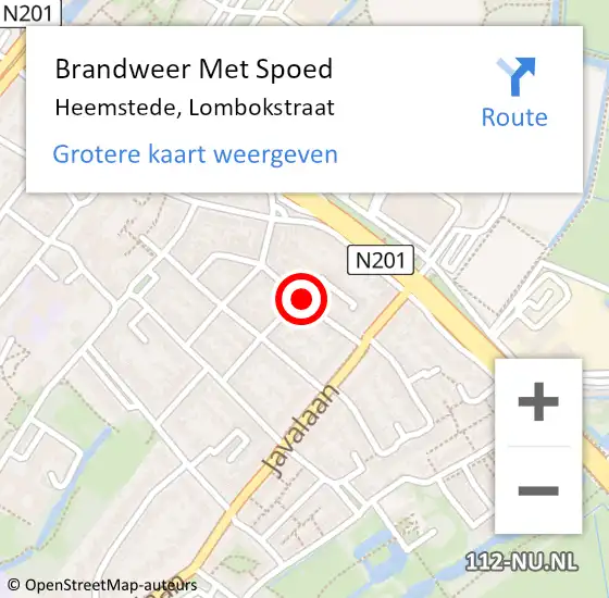 Locatie op kaart van de 112 melding: Brandweer Met Spoed Naar Heemstede, Lombokstraat op 7 februari 2020 09:38
