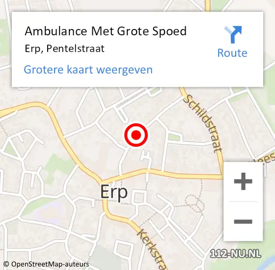 Locatie op kaart van de 112 melding: Ambulance Met Grote Spoed Naar Erp, Pentelstraat op 7 februari 2020 10:16