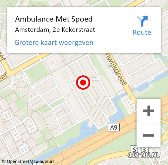 Locatie op kaart van de 112 melding: Ambulance Met Spoed Naar Amsterdam, 2e Kekerstraat op 7 februari 2020 12:28