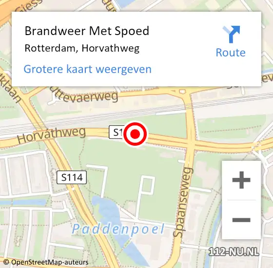Locatie op kaart van de 112 melding: Brandweer Met Spoed Naar Rotterdam, Horvathweg op 7 februari 2020 15:16