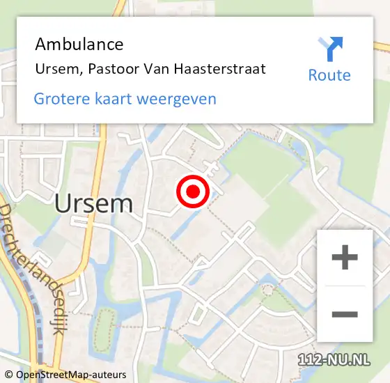 Locatie op kaart van de 112 melding: Ambulance Ursem, Pastoor Van Haasterstraat op 7 februari 2020 15:19