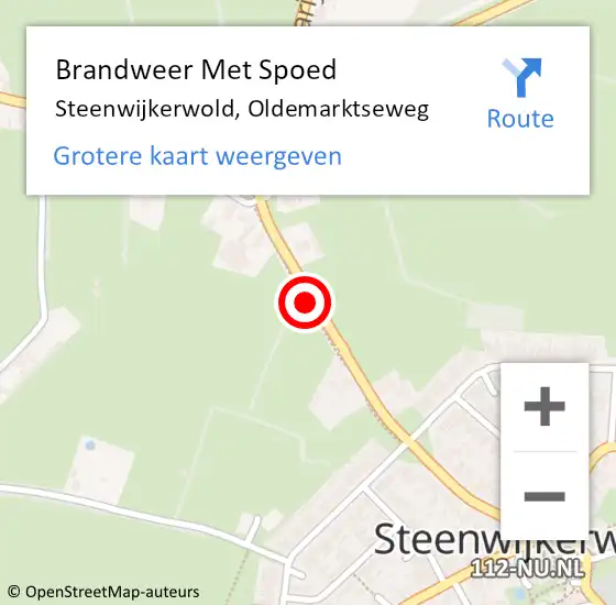 Locatie op kaart van de 112 melding: Brandweer Met Spoed Naar Steenwijkerwold, Oldemarktseweg op 7 februari 2020 15:30