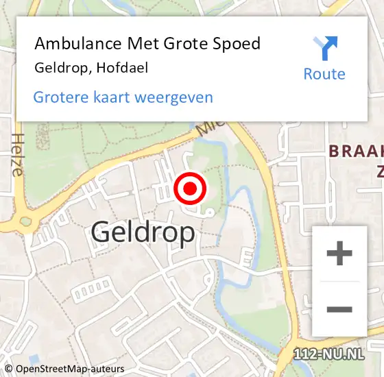 Locatie op kaart van de 112 melding: Ambulance Met Grote Spoed Naar Geldrop, Hofdael op 7 februari 2020 18:22