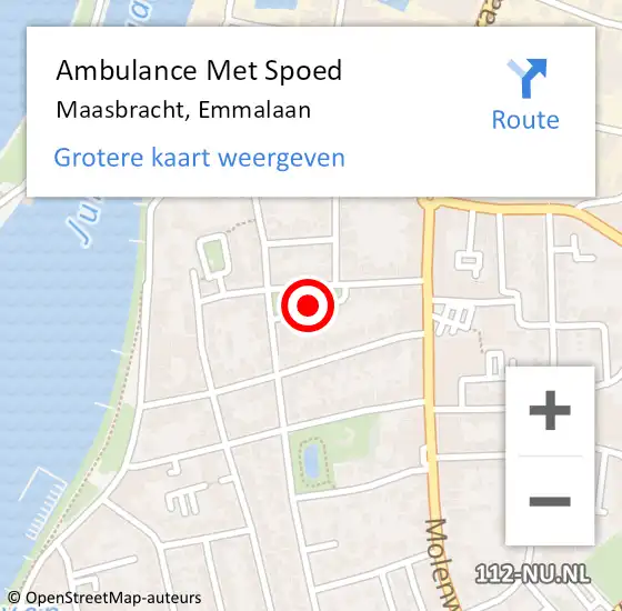 Locatie op kaart van de 112 melding: Ambulance Met Spoed Naar Maasbracht, Emmalaan op 7 februari 2020 19:12