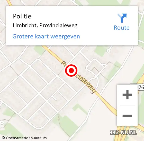Locatie op kaart van de 112 melding: Politie Limbricht, Provincialeweg op 8 februari 2020 16:22
