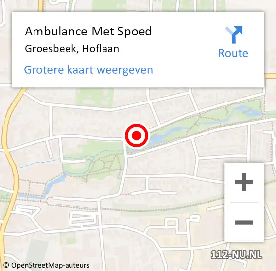 Locatie op kaart van de 112 melding: Ambulance Met Spoed Naar Groesbeek, Hoflaan op 8 februari 2020 17:23