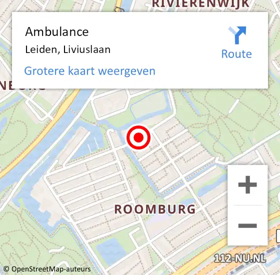 Locatie op kaart van de 112 melding: Ambulance Leiden, Liviuslaan op 8 februari 2020 22:09