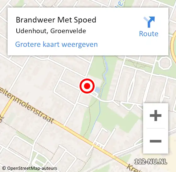 Locatie op kaart van de 112 melding: Brandweer Met Spoed Naar Udenhout, Groenvelde op 9 februari 2020 11:52