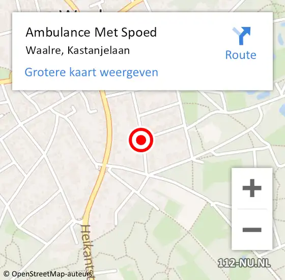 Locatie op kaart van de 112 melding: Ambulance Met Spoed Naar Waalre, Kastanjelaan op 9 februari 2020 13:55