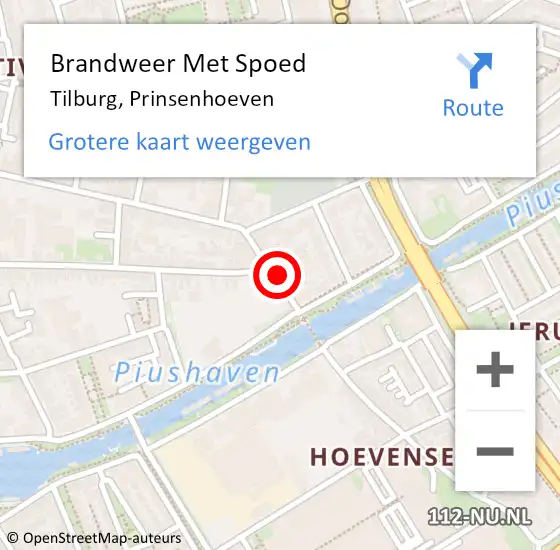 Locatie op kaart van de 112 melding: Brandweer Met Spoed Naar Tilburg, Prinsenhoeven op 9 februari 2020 15:26
