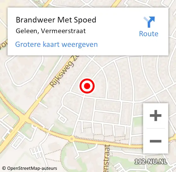 Locatie op kaart van de 112 melding: Brandweer Met Spoed Naar Geleen, Vermeerstraat op 9 februari 2020 15:29