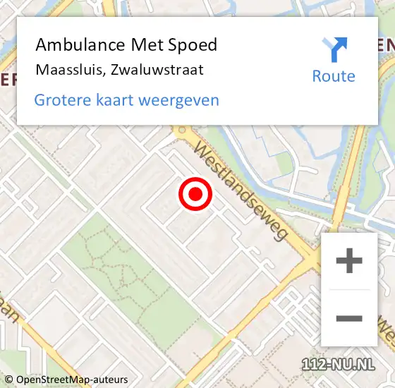Locatie op kaart van de 112 melding: Ambulance Met Spoed Naar Maassluis, Zwaluwstraat op 9 februari 2020 15:34