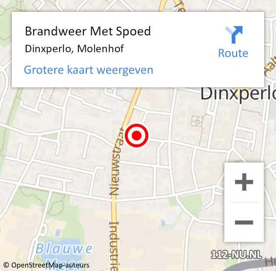 Locatie op kaart van de 112 melding: Brandweer Met Spoed Naar Dinxperlo, Molenhof op 9 februari 2020 15:43