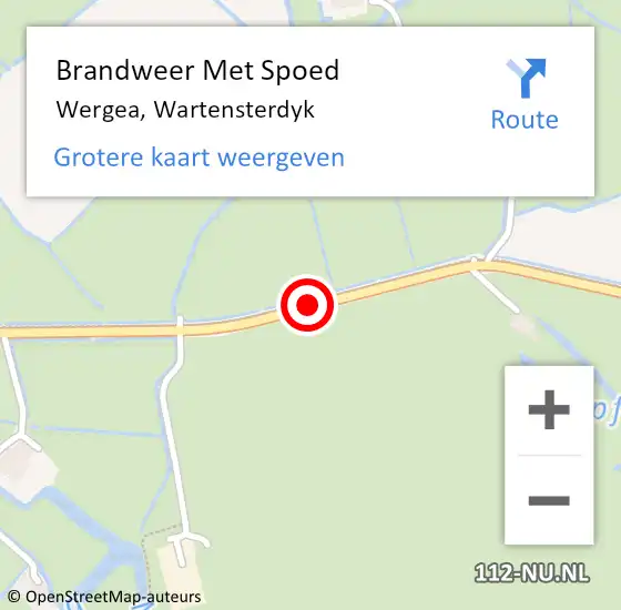 Locatie op kaart van de 112 melding: Brandweer Met Spoed Naar Wergea, Wartensterdyk op 9 februari 2020 16:04