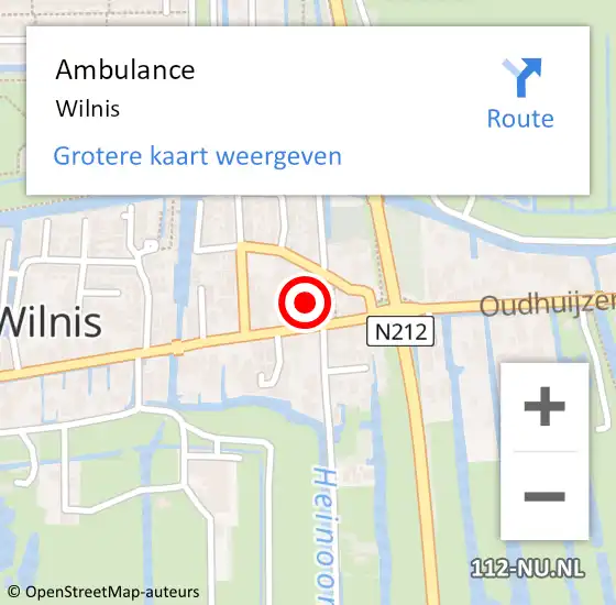 Locatie op kaart van de 112 melding: Ambulance Wilnis op 9 februari 2020 16:09