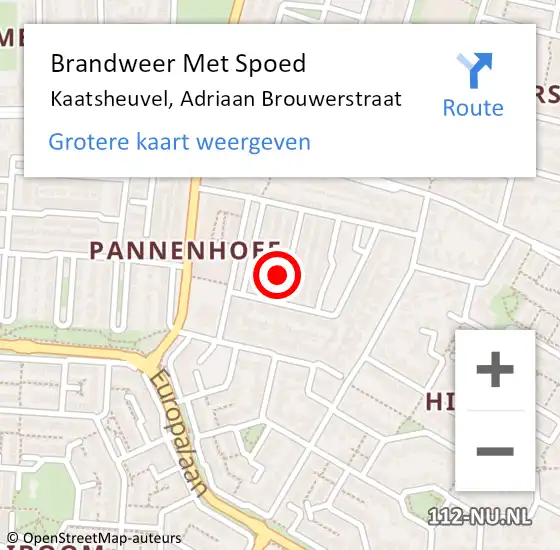 Locatie op kaart van de 112 melding: Brandweer Met Spoed Naar Kaatsheuvel, Adriaan Brouwerstraat op 9 februari 2020 16:33