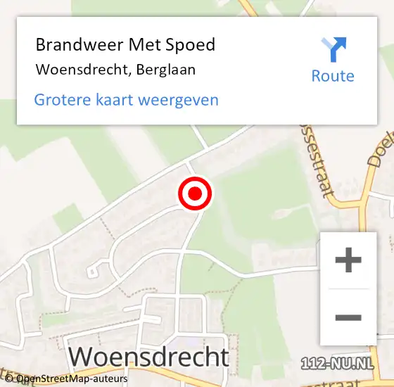 Locatie op kaart van de 112 melding: Brandweer Met Spoed Naar Woensdrecht, Berglaan op 9 februari 2020 16:53