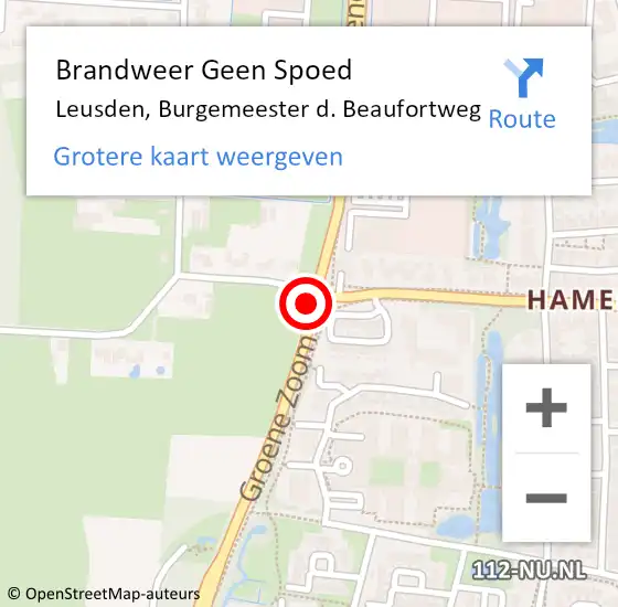 Locatie op kaart van de 112 melding: Brandweer Geen Spoed Naar Leusden, Burgemeester d. Beaufortweg op 9 februari 2020 17:28