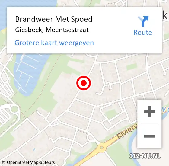 Locatie op kaart van de 112 melding: Brandweer Met Spoed Naar Giesbeek, Meentsestraat op 9 februari 2020 17:33