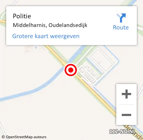 Locatie op kaart van de 112 melding: Politie Middelharnis, Oudelandsedijk op 9 februari 2020 18:01