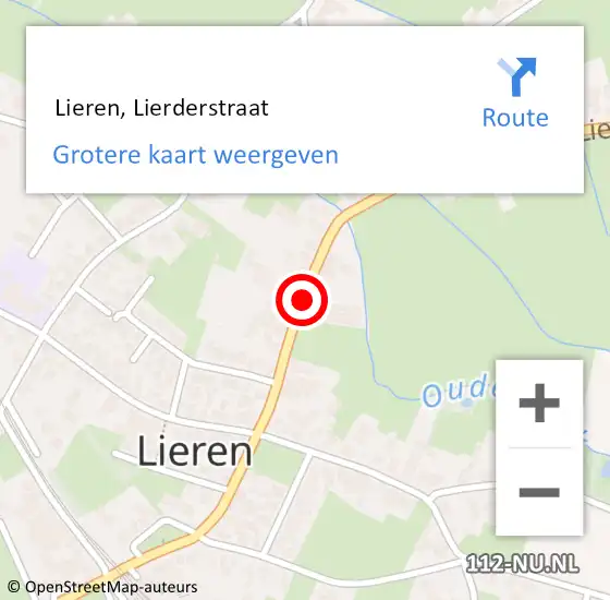 Locatie op kaart van de 112 melding:  Lieren, Lierderstraat op 9 februari 2020 19:34