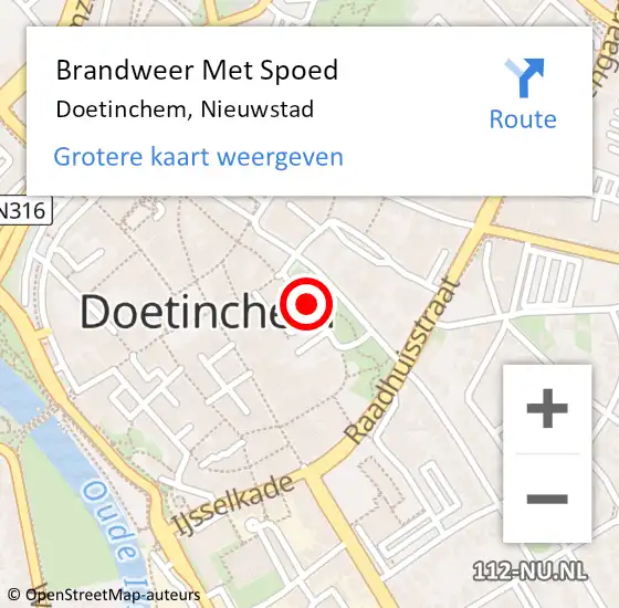 Locatie op kaart van de 112 melding: Brandweer Met Spoed Naar Doetinchem, Nieuwstad op 9 februari 2020 22:50