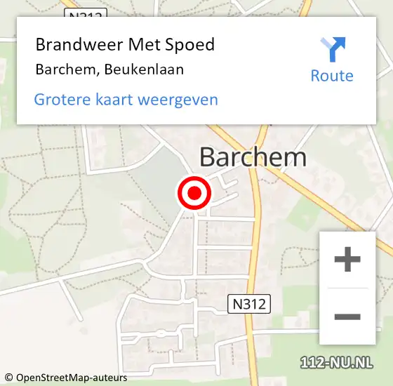 Locatie op kaart van de 112 melding: Brandweer Met Spoed Naar Barchem, Beukenlaan op 9 februari 2020 23:03