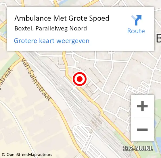 Locatie op kaart van de 112 melding: Ambulance Met Grote Spoed Naar Boxtel, Parallelweg Noord op 10 februari 2020 02:48