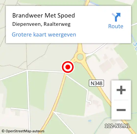 Locatie op kaart van de 112 melding: Brandweer Met Spoed Naar Diepenveen, Raalterweg op 10 februari 2020 03:18