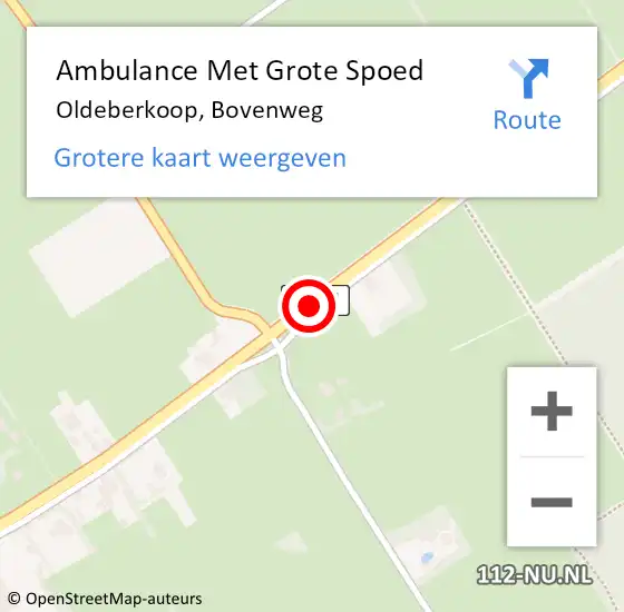 Locatie op kaart van de 112 melding: Ambulance Met Grote Spoed Naar Oldeberkoop, Bovenweg op 10 februari 2020 04:33