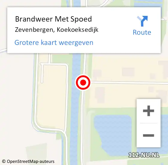 Locatie op kaart van de 112 melding: Brandweer Met Spoed Naar Zevenbergen, Koekoeksedijk op 10 februari 2020 06:43