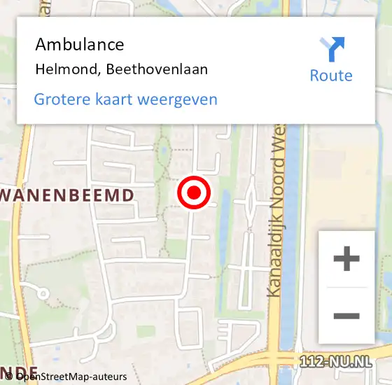 Locatie op kaart van de 112 melding: Ambulance Helmond, Beethovenlaan op 10 februari 2020 09:12