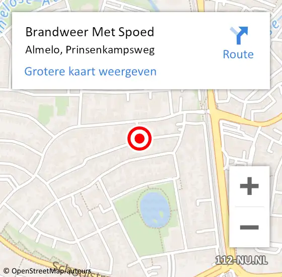 Locatie op kaart van de 112 melding: Brandweer Met Spoed Naar Almelo, Prinsenkampsweg op 10 februari 2020 09:36