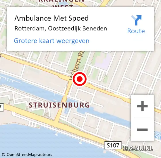 Locatie op kaart van de 112 melding: Ambulance Met Spoed Naar Rotterdam, Oostzeedijk Beneden op 10 februari 2020 11:27