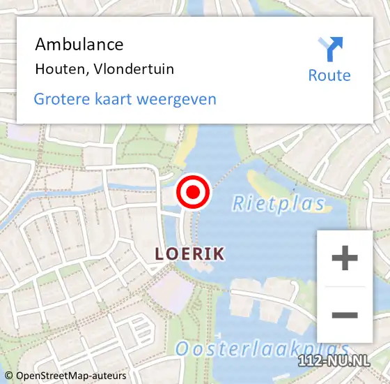 Locatie op kaart van de 112 melding: Ambulance Houten, Vlondertuin op 30 september 2013 10:27