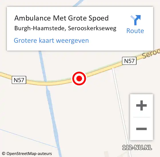 Locatie op kaart van de 112 melding: Ambulance Met Grote Spoed Naar Burgh-Haamstede, Serooskerkseweg op 10 februari 2020 15:44