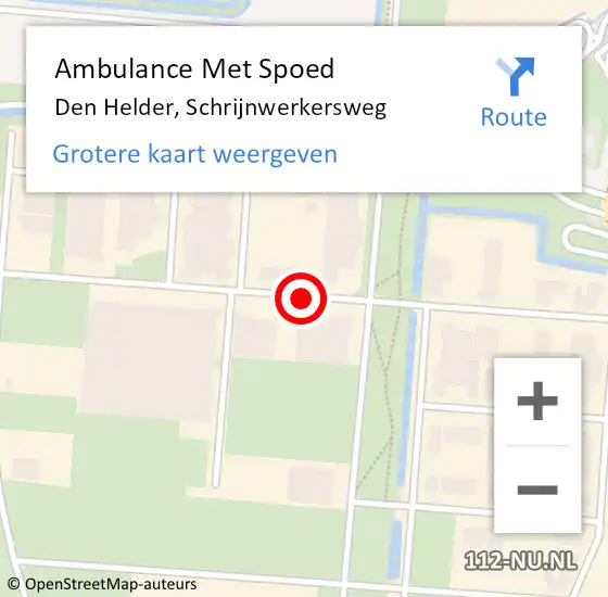 Locatie op kaart van de 112 melding: Ambulance Met Spoed Naar Den Helder, Schrijnwerkersweg op 10 februari 2020 16:59