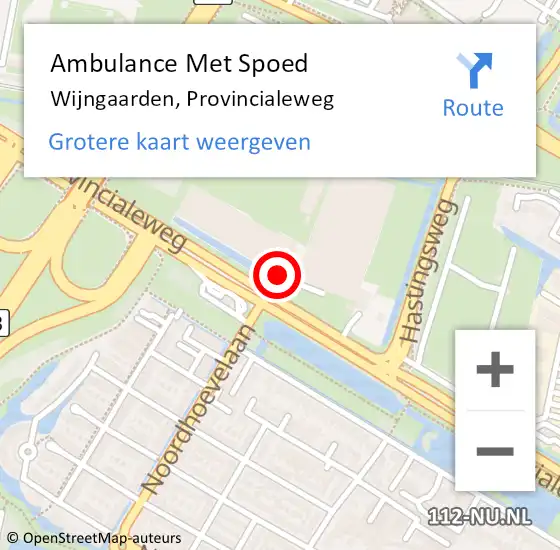 Locatie op kaart van de 112 melding: Ambulance Met Spoed Naar Wijngaarden, Provincialeweg op 11 februari 2020 08:17