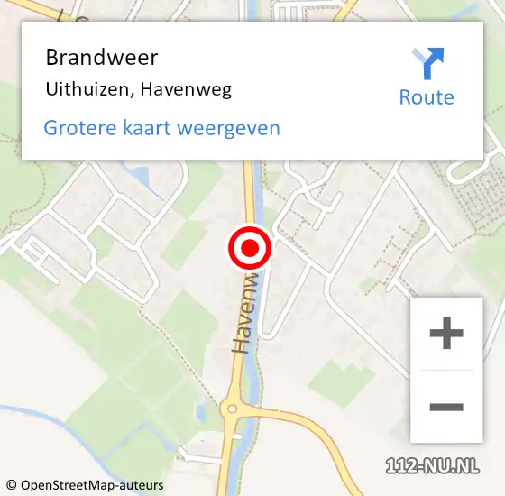 Locatie op kaart van de 112 melding: Brandweer Uithuizen, Havenweg op 11 februari 2020 08:23