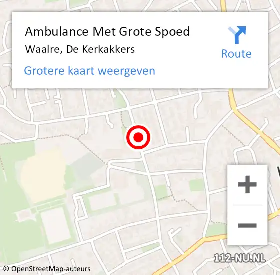 Locatie op kaart van de 112 melding: Ambulance Met Grote Spoed Naar Waalre, De Kerkakkers op 11 februari 2020 08:53