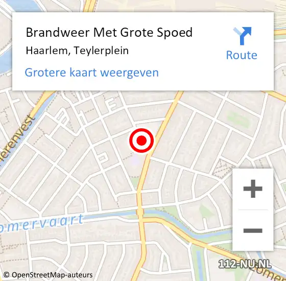 Locatie op kaart van de 112 melding: Brandweer Met Grote Spoed Naar Haarlem, Teylerplein op 11 februari 2020 10:04