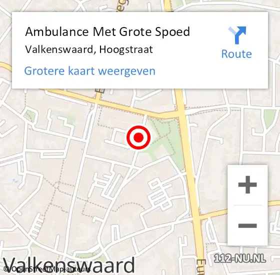 Locatie op kaart van de 112 melding: Ambulance Met Grote Spoed Naar Valkenswaard, Hoogstraat op 11 februari 2020 10:20
