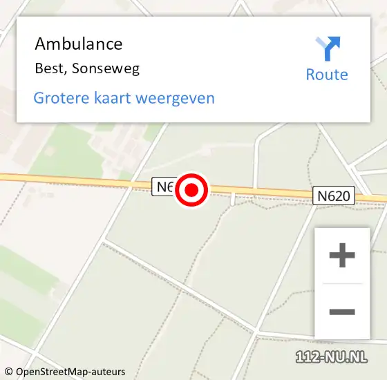 Locatie op kaart van de 112 melding: Ambulance Best, Sonseweg op 11 februari 2020 11:51